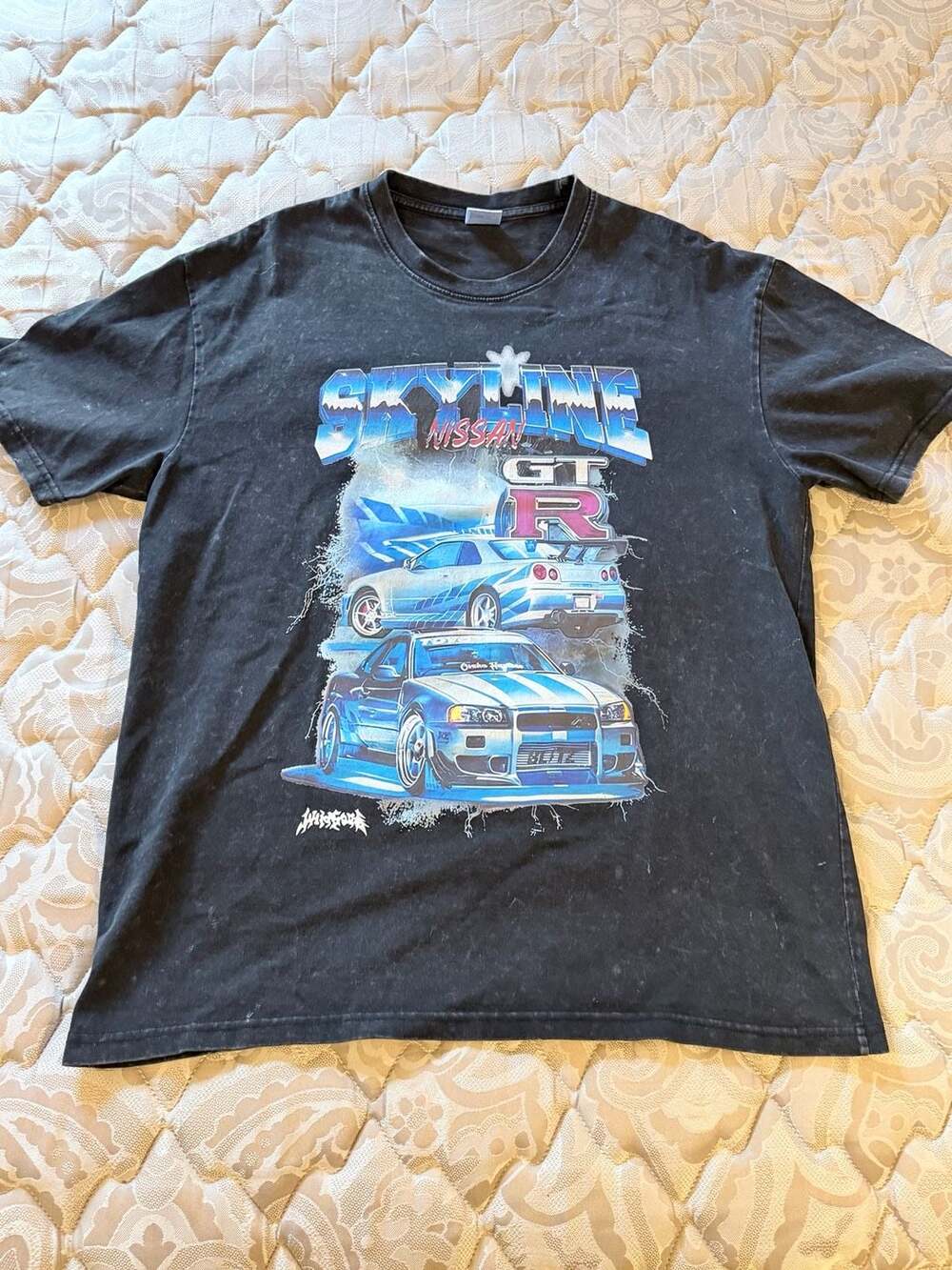 Vintage Acid Wash Nissan Skyline GT-R R34 JDM Graphic T-Shirt